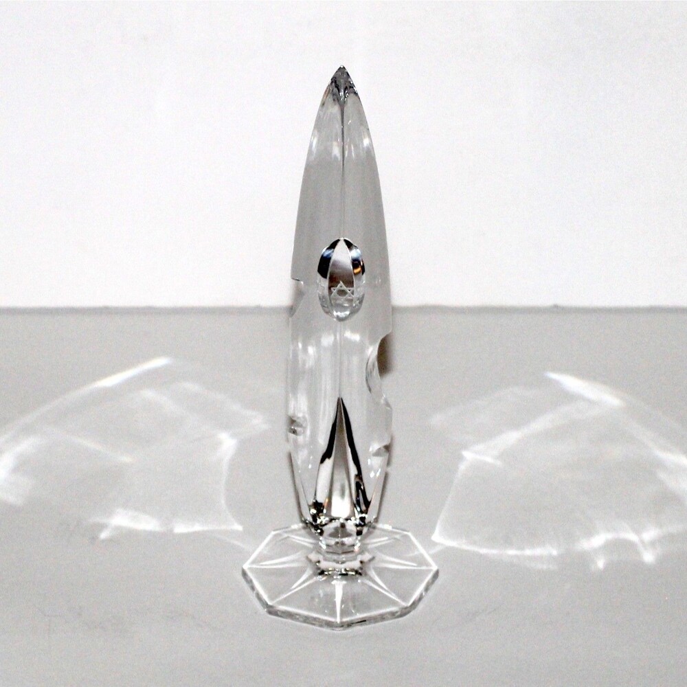 Reverse Cut Crystal Obelisk Jewish Star of David Sabbath Candleholder